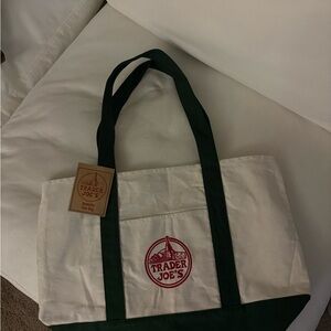 Trader Joe's White and Green Tote Bag